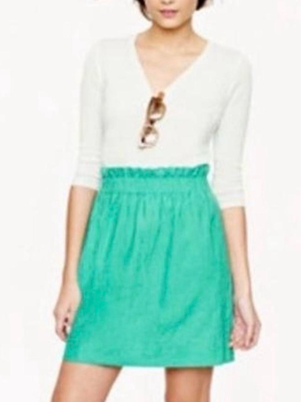 J. Crew Bright Teal Elastic-Waist Mini Skirt